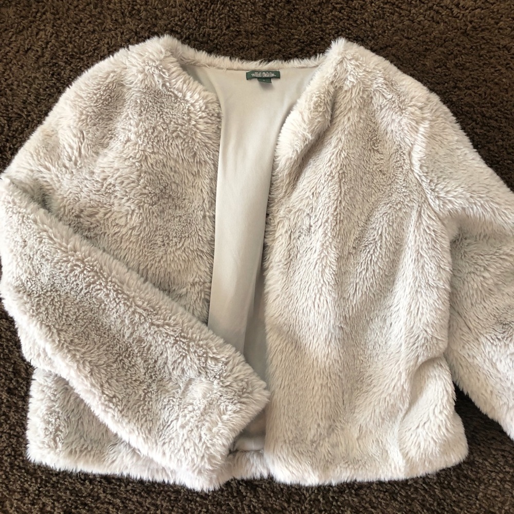Light grey faux fur jacket